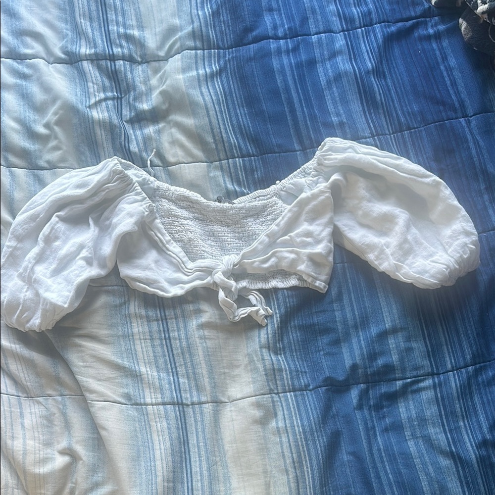 White Puff Sleeve Women's Top